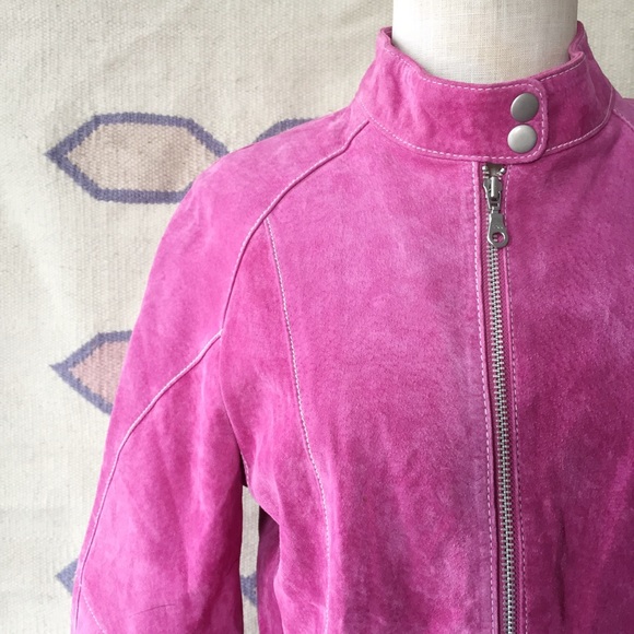 Genuine Leather Pink Biker Jacket - Picture 4 of 8